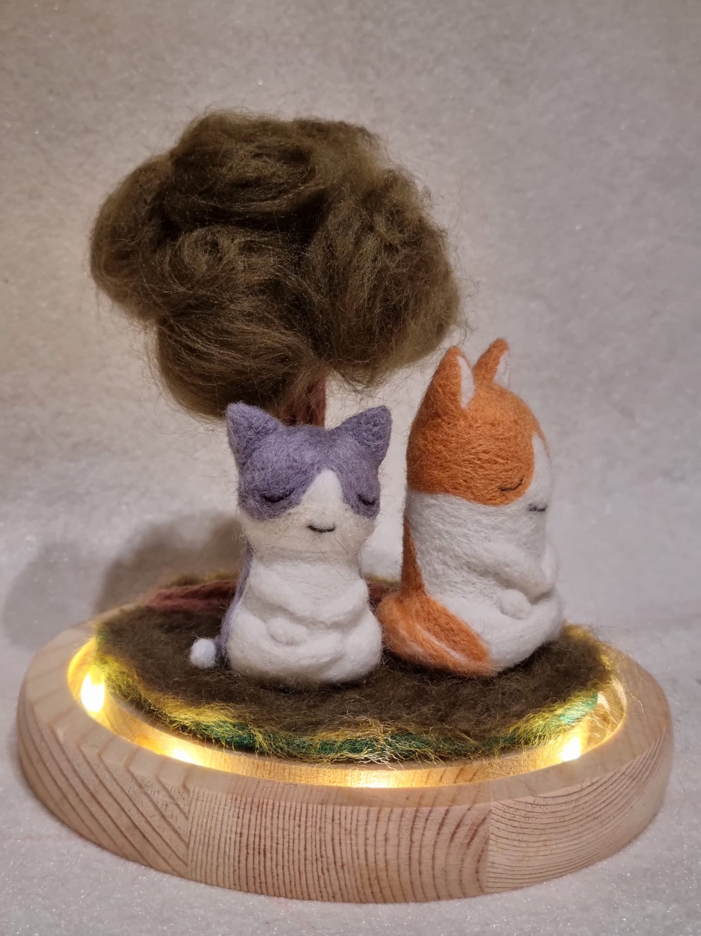 Handmade Meditating Siha and Marta felt miniature