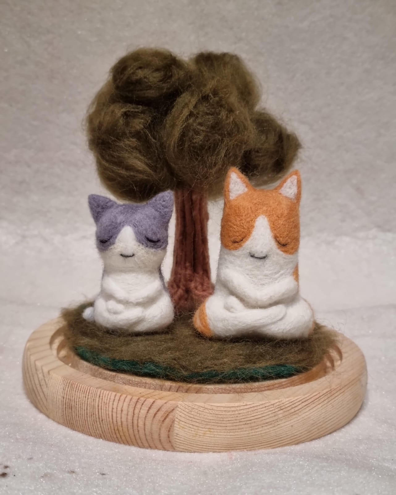 Handmade Meditating Siha and Marta felt miniature