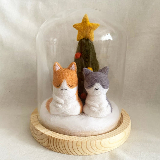 Handmade Felt Meditating Siha and Marta - Christmas theme