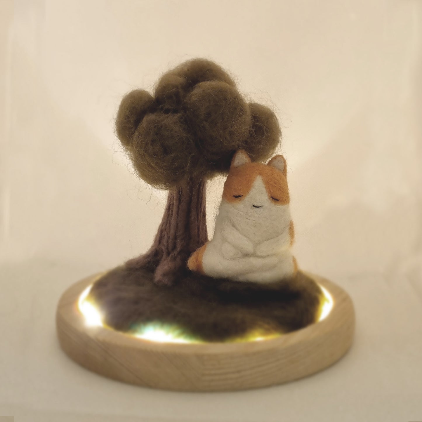 Handmade Meditating Siha felt miniature (Bodhi Tree theme)